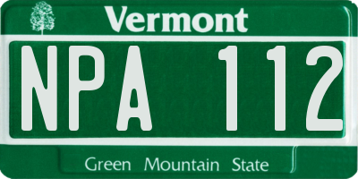 VT license plate NPA112