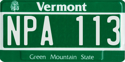 VT license plate NPA113