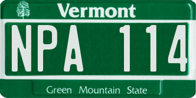 VT license plate NPA114
