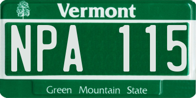 VT license plate NPA115