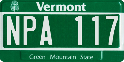 VT license plate NPA117