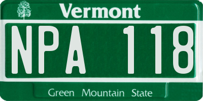 VT license plate NPA118