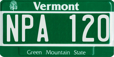 VT license plate NPA120