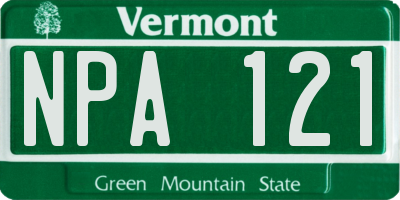 VT license plate NPA121
