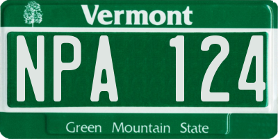 VT license plate NPA124