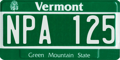 VT license plate NPA125