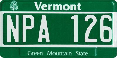 VT license plate NPA126