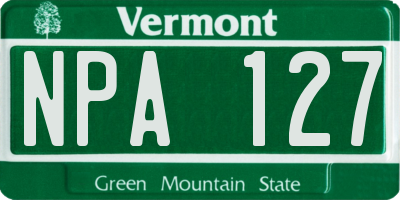 VT license plate NPA127