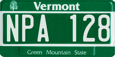 VT license plate NPA128
