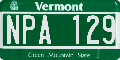 VT license plate NPA129