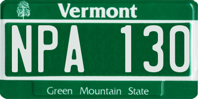 VT license plate NPA130
