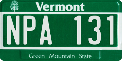 VT license plate NPA131