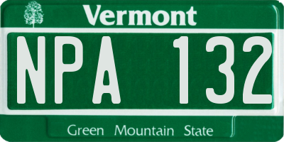 VT license plate NPA132