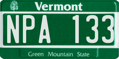 VT license plate NPA133