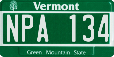 VT license plate NPA134