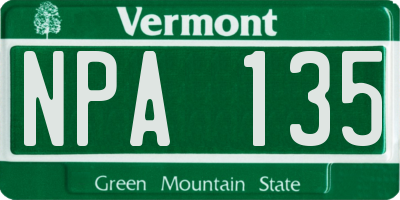 VT license plate NPA135