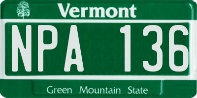 VT license plate NPA136