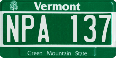 VT license plate NPA137