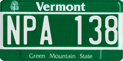 VT license plate NPA138