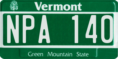 VT license plate NPA140