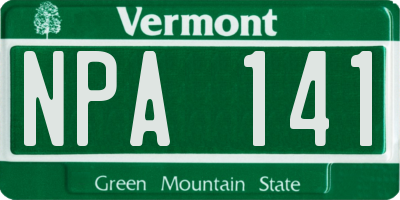 VT license plate NPA141