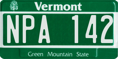 VT license plate NPA142
