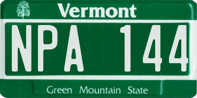 VT license plate NPA144