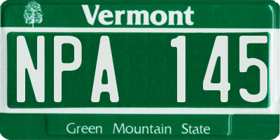 VT license plate NPA145