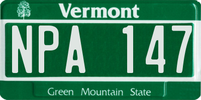 VT license plate NPA147