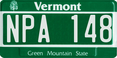 VT license plate NPA148