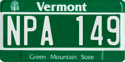 VT license plate NPA149