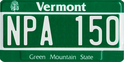 VT license plate NPA150