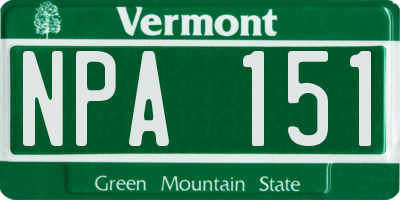 VT license plate NPA151