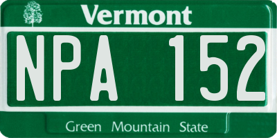 VT license plate NPA152
