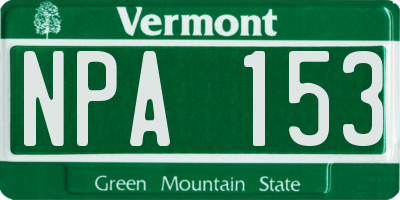 VT license plate NPA153