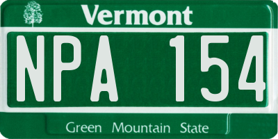 VT license plate NPA154