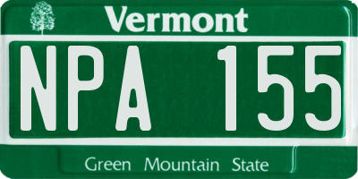 VT license plate NPA155