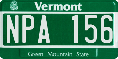 VT license plate NPA156