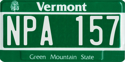 VT license plate NPA157