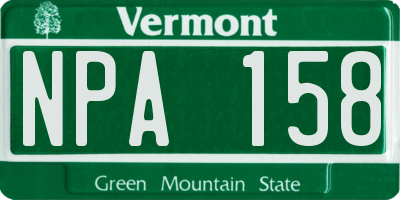 VT license plate NPA158