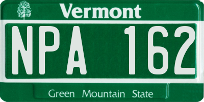 VT license plate NPA162