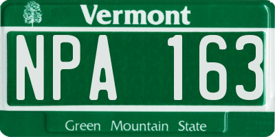 VT license plate NPA163