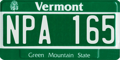 VT license plate NPA165