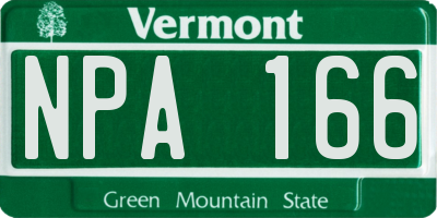 VT license plate NPA166