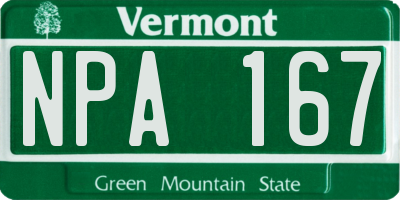 VT license plate NPA167