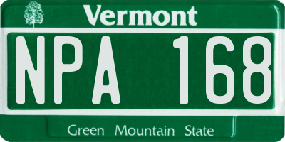 VT license plate NPA168