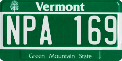 VT license plate NPA169