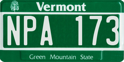 VT license plate NPA173