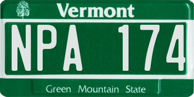 VT license plate NPA174