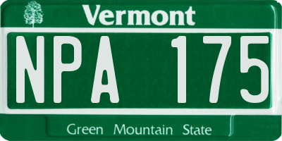 VT license plate NPA175